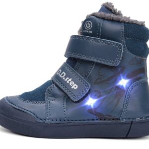 D.D. step W068-52998AM Royal Blue zimowe buty dziecięce Led