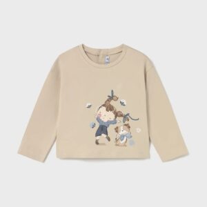 Mayoral 2082 bluzka bawełniana dziecięca kolor beżowy