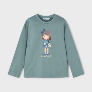 Mayoral 4005 bluzka dziecięca kolor turkusowy