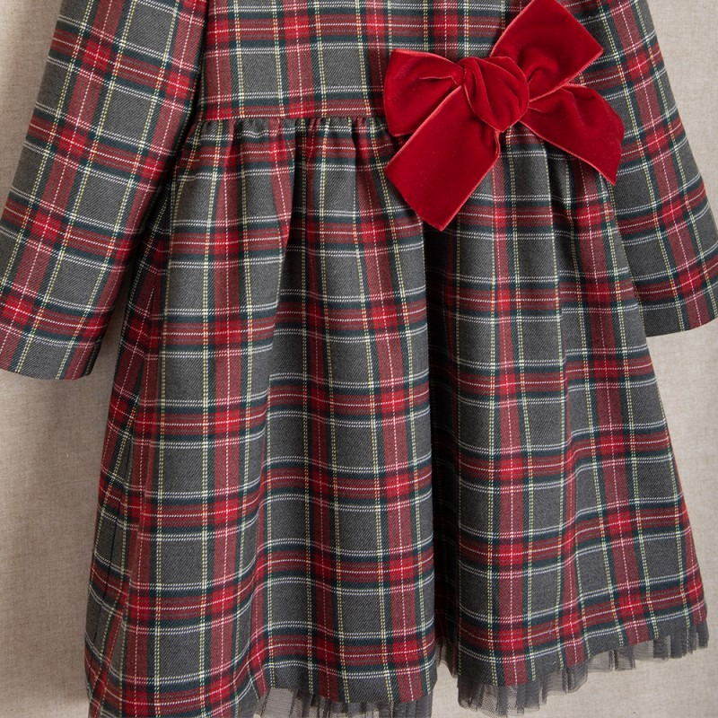 MINIMI sukienka świąteczna w kratkę z kokardą - obrazek 3