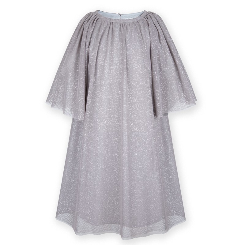 MINIMI srebrna sukienka z szerokim rękawem - obrazek 2