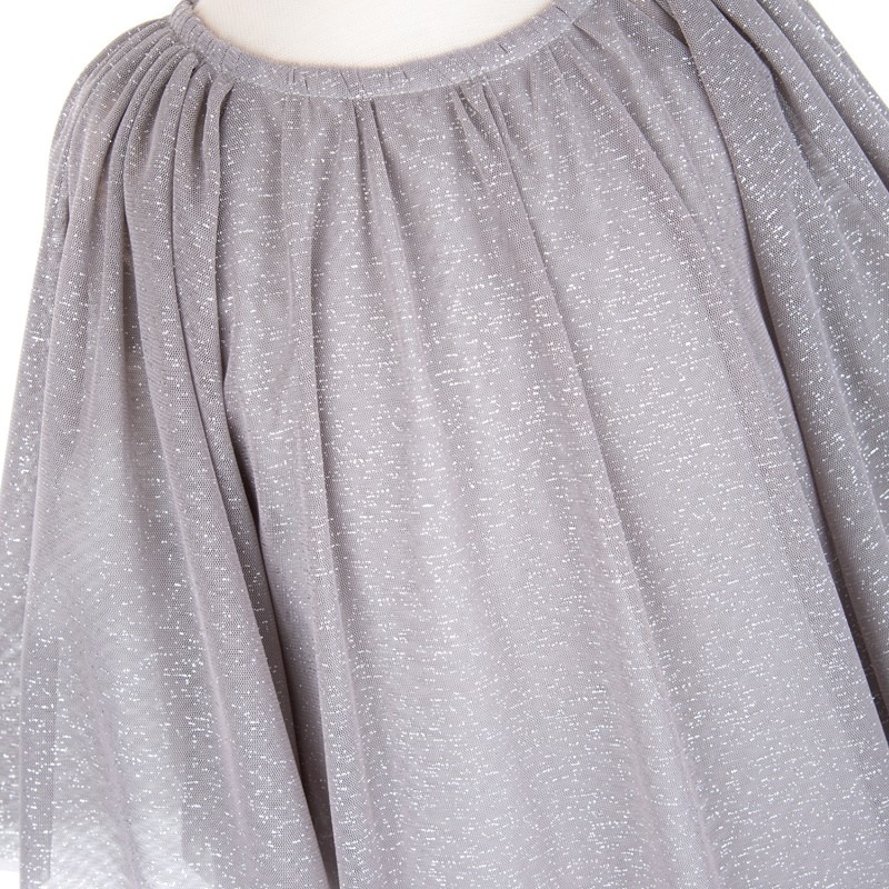 MINIMI srebrna sukienka z szerokim rękawem - obrazek 3